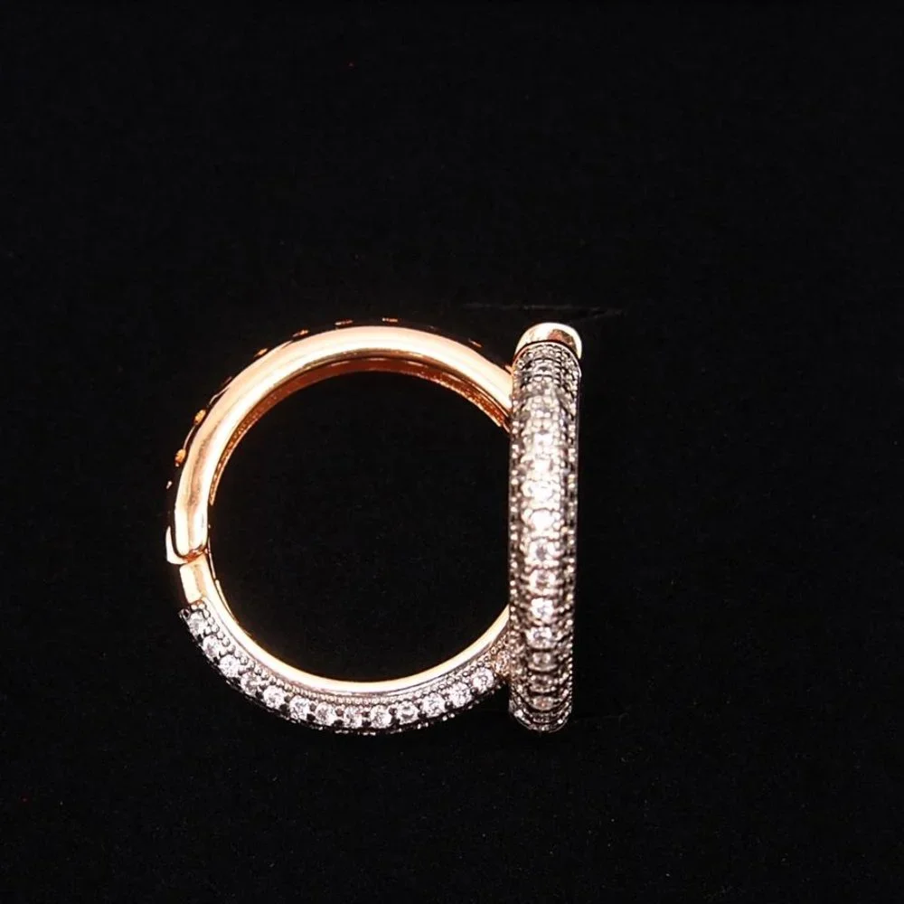 Stunning 18k. Rose Gold Over Sterling Silver 25mm Round Hoop Earrings With CZ's